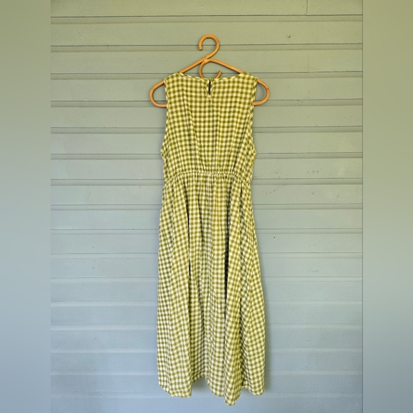 Shiny By Nature Matcha Green Check Cotton Flannel Dress Size Medium - Picture 2 of 5